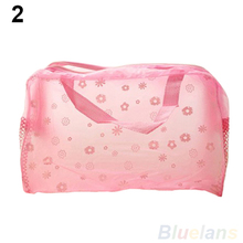 Hot Floral Print Transparent Waterproof Makeup Make up Cosmetic Bag Toiletry Bathing Pouch 1DDE