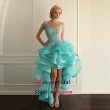 2015 Sexy Sweetheart Appliques Beaded Prom Dress Beautiful Tiered Asymmetric Vestidos De Fiesta With Open Back Party Gown CJ423