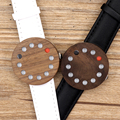 Creative Fashion Wooden Lovers Brand Watch Unisex Soft Leather Band Quartz Watch for Women Men With