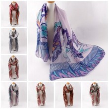Wholesale New Fashion Women Butterfly Print Long Scarf Elegant Cotton Scarves Neck Wrap Stole Neckerchief 6