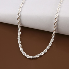 wholesale price 16 24 inch 3 mm twisted chains necklaces 925 sterling sivler jewelry fine silver