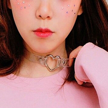 Fashion Jewelry Harajuku sweet heart Necklace, Clear Transparent PU Leather Choker Punk Goth 100% Handmade Collar Necklace