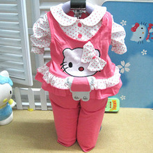 2pcs set 2015 New Baby Clothing Sets Long Sleeve Hello Kitty Carters Baby Girl Clothes Kids