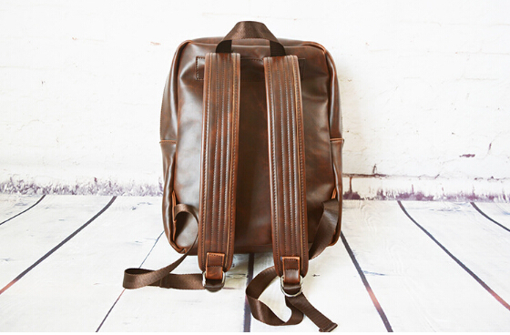 2015 New Style Men's Backpack PU Leather Student Casual School