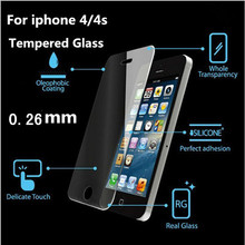 Premium 0.26mm 9H Tempered Glass Screen Protector For iPhone 4 4S 4G Explosion Proof Clear Toughened Protective Film OPP Package