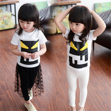 2016 New Korean Sweet Baby Boys Girls Summer Clothes Children Boy Girl Cute Little Monster Short Sleeve T-shirt Kids Tops Tee
