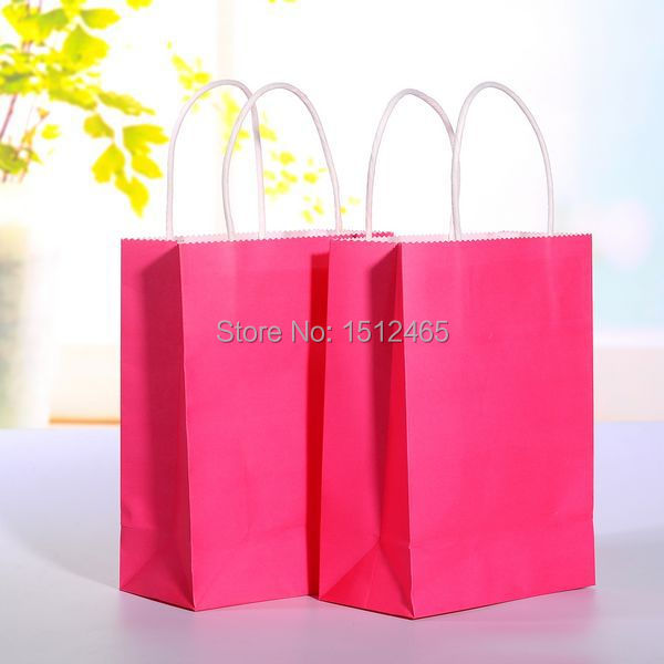 kraft with Bags kraft Party Wedding.jpg paper bag Hot paper bags buyers Pink Paper  handle Gift