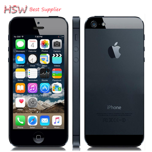 Factory unlocked APPLE iPhone 5 Оригинальный Мобильный Телефон iOS 8 OS Dual core 1 Г ОЗУ 16 ГБ 32 ГБ 64 ГБ ROM 4.0 дюймов 8MP Камера WIFI 3 Г GPS