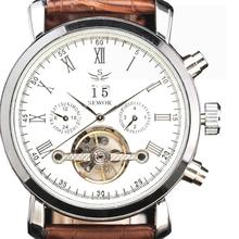 2016 new fashion SEWOR brand design business luxury clock men male automatic mechanical self wind leather wrist luxury watch