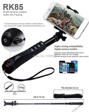 RK85 Multi-function Outdoor Monopod Selfie Stick Kits 7 in 1 Wireless Bluetooth Tripod for Gopro Hero 4/3 /xiaomi yi/soocoo