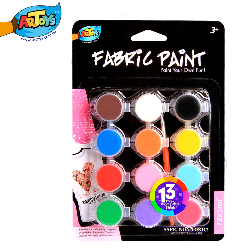 Artoys Fabric paint 12 Colors 5ml Paints High Quality 100 Safe Non Toxic Children's DIY