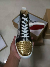 2015 New Spring Autumn Men s womens Fashion Casual Shoes Gray serpentine Toe golden spike Red