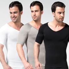 Mens V-neck Slim Shirt Tops Fitness Gym Exercise Body Shaper Underwear Shapewear Wholesale Free Shipping