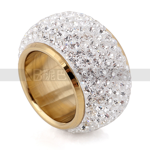 Wholesale shining full rhinestone finger ring for woman luxurious paragraph fashion new 18K gold plated