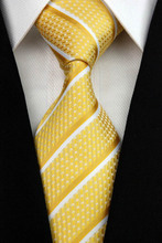 SNT0165 Hot Sale 2014 Fashion Man Yellow Ties Necktie Set Cufflink Hanky Checked Striped Casual Neckties