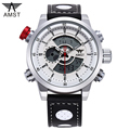 AMST New Men Fashion Wristwatches Luxury PU Leather Strap Watch Sports Military Quartz Digital Watches Relogio