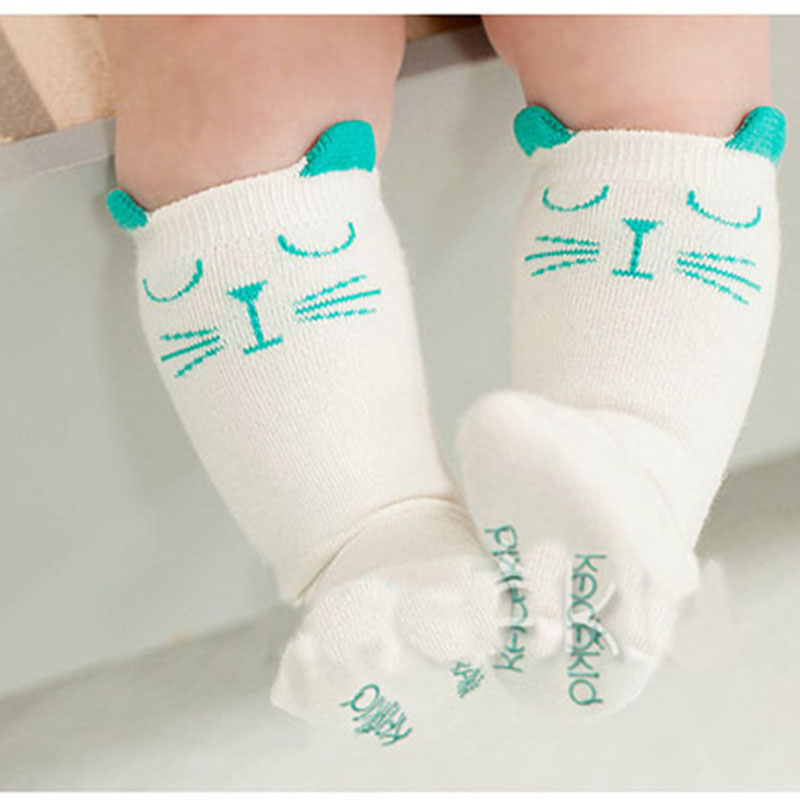 Unisex Baby socks floor sock Cute Infant Cotton Printed Cute Cat Anti slip Soft Knee Socks