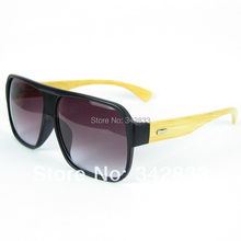 Wholesale Aviator Wooden Sunglasses Hand Made Bamboo Legs Ancient Rectangular Plastic Big Frame With UV400 Lenses