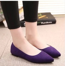 Lady s 4 13 Plain Flock leather pointed closed toe platform single low Cutter women pregnant