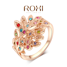 ROXI peacock Rings Rose Gold Plated Top Quality with Genuine Austrian Crystals 100 Hand Made Fashion