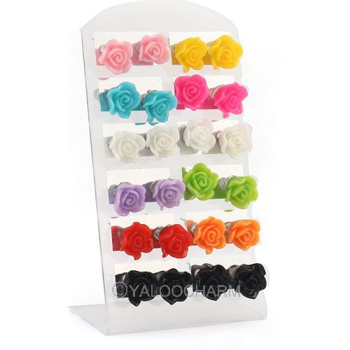 Гаджет  Wholesale Mixed Lots Colorful 36Pairs Resin Rose Flower Stud Earrings 61713 None Ювелирные изделия и часы