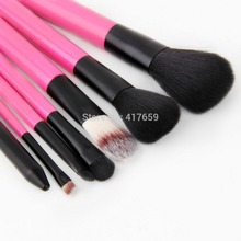 7pcs Pinky Imported Nylon Wool Eyeshadow Brush Foundation Brush Professional Cosmetic Makeup maquiagem Brushes Set beauty