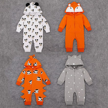 2016 New Spring and autumn Baby Romper girls and boys cotton Terry Siamese Romper kids Mickey cartoon fox Zipper Romper XL563