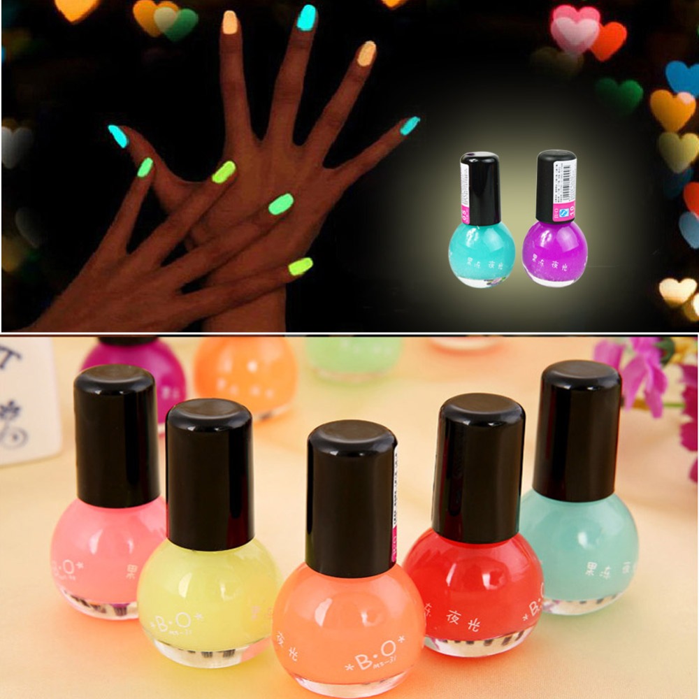 Free Shipping 12pcs/lot Candy Color Nail Polish Glow In The Dark Fluorescent Neon Nail Luminous Polish Paint Varnish