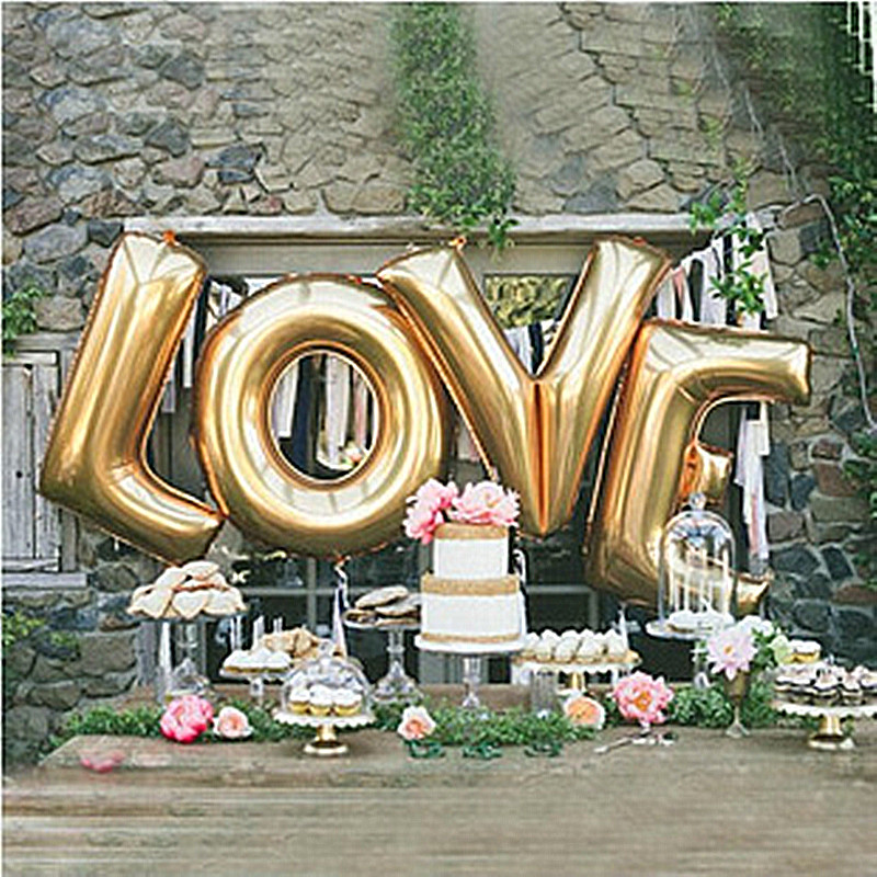 4PC 30inch LOVE Balloons Silver&Gold Letters Number Helium Balloon Happy Birthday Party Wedding Decoration Foil Balloons Globos