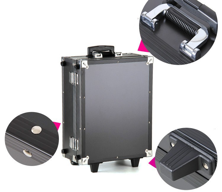 Durable vanity case Portable Rolling Makeup Case makeup box with Lights No legs-in Cosmetic Bags ...