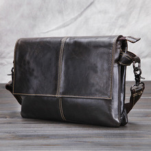 Top Quality New Men First layer Cowhide Genuine leather Vintage Cross Body Shoulder Messenger Business Luxury
