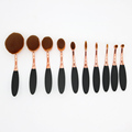 New Arrival 10pcs RoseGolden Oval ToothBrush Style Blusher Foundation Powder Eyeliner Eyeshadow Makeup Brushes Sets