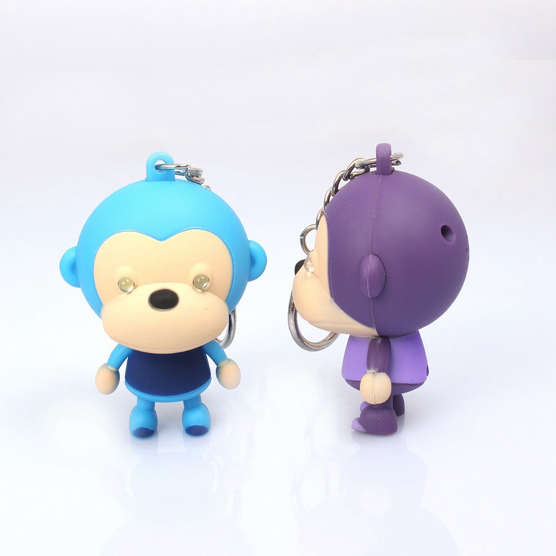 DHL FREE 100PCS Big Face Cute Monkeys LED keychain flashlight keychain