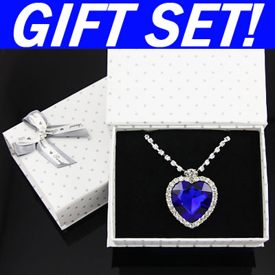 Gift Sets Jewelry with Gift box Heart of Ocean Titanic Crystal Heart Pendants Necklaces Pendants Birthday
