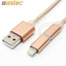 Newest 2 in 1 Colorful Nylon Line and Metal Plug Sync Data Charging Micro USB Cable for iPhone 6s 6 plus 5s Samsung Xiaomi HTC