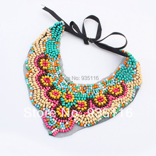 New 2014 Spring Boho Jewelry  Necklaces & Pendants   Multicolor Candy Beads  Shape Collar Necklace Handmade Choker For Women