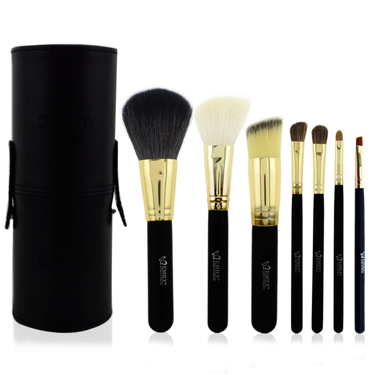 Fashion hot pinceaux maquillage 7pcs black makeup brushes professional high quality ornament and kits with PU