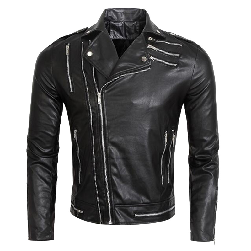 2016 Man Faux Leather Multi Zipper Biker Jacket Mens Stand Collar Leather Short Jackets & Coats Slim Fit For Male Plus 3XL G0367