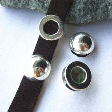 10pcs Silver 13mm Round Shaped Slider Spacers CharmsFor 10*2mm Flat Leather Cord Bracelet Findings