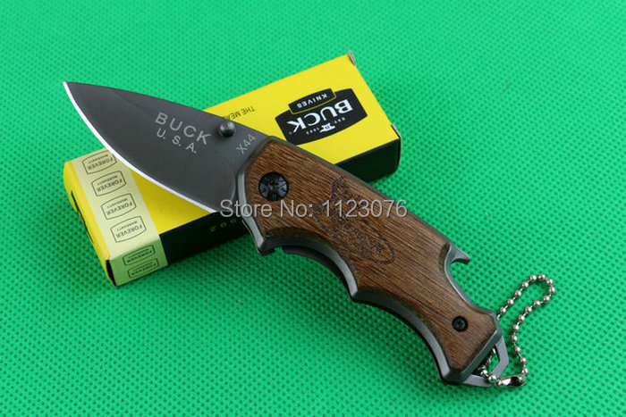 440 57HRC blade wood handle OEM Buck X44 small mini utility folding pocket knives camping hunting