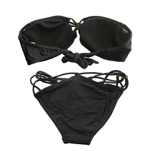 New 2015 Swimsuits triangl Padded Fringe Strapless biquini swimwear Dolly Bikini Swimwear Bathing Suit push up