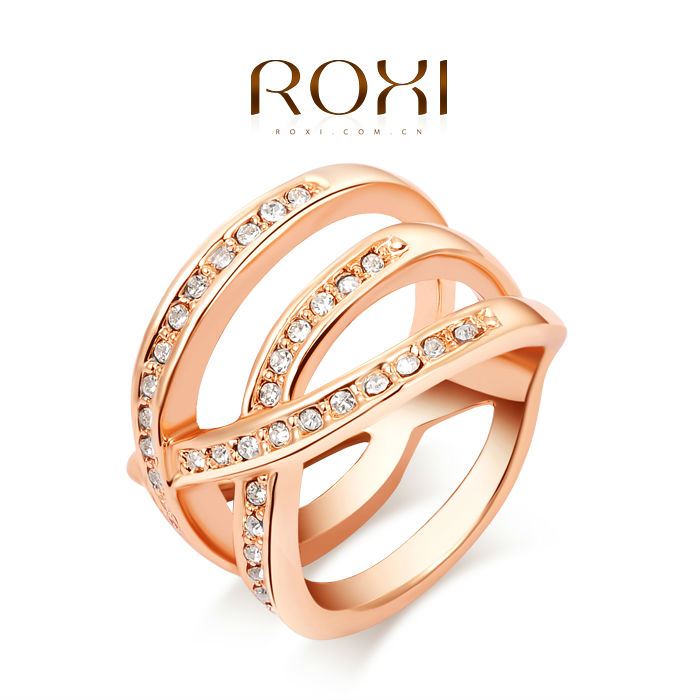 Roxi Fashion Women s Jewelry High Quality Ring Rose Gold Plated Amazing Design Round Pave Austrian