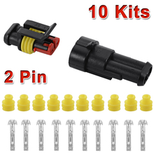 10 Set 2 Pin Way Sealed Waterproof Electrical Wire Connector Plug