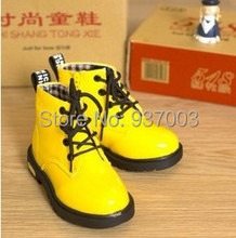 New 2015 Spring Children PU leather Martin boots Kids Boys Girls shoes Classic Patent leather Snow