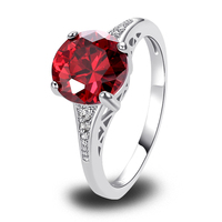 Wholesale Gorgeous Round Cut Garnet & White Sapphire 925 Silver Ring Fashion Jewelry Size 6 7 8 9 10 11 12