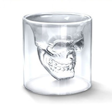 JJ226 Novelty Crystal Skull Head Mug Doomed Shot double wall Glass wineglass vacuum cup Home Party
