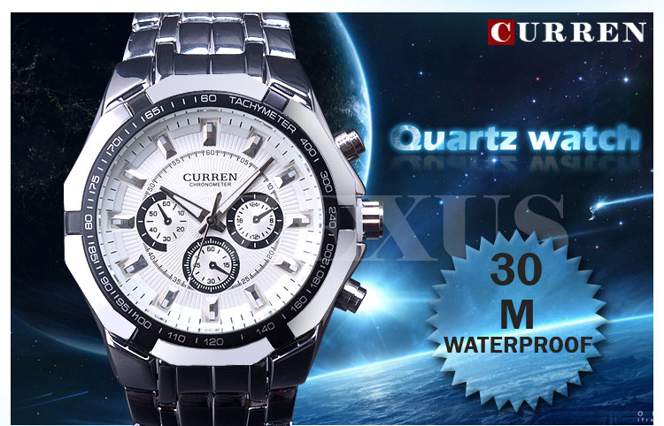2015 High Quality Fashion Brand Curren Men Quartz Watch For Man Causal Watches Men Full Steel