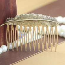 Fashion Retro vintage Comb Woman lady Feather portable Hair Combs Hairpins Headwear Headdress hair accessories for hair