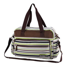 Hot selling print stripe diaper bags shoulder messenger large capacity multifunctional stroller mummy bag maternity nursing
