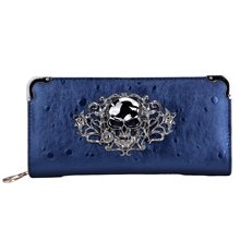 Cool Retro Skull Wallet for Women Vintage Clutch Bag Blue